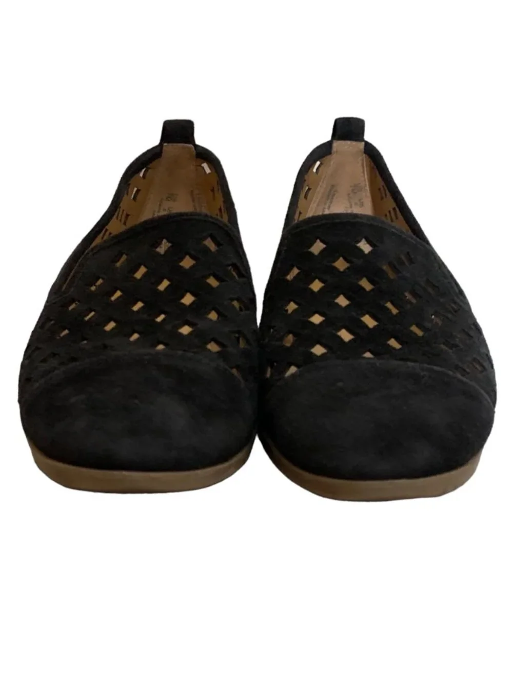 FRANCO SARTO Black Suede Cutout Accent "Famous" Closed Toe Flat Loafers Size 7M - Picture 5 of 9
